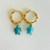 Turquoise Turtle Hoops