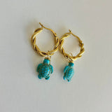 Turquoise Turtle Hoops