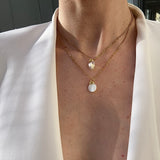 Layered Pearl & Opalite chain necklaces