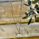 Layered Pearl & Opalite chain necklaces