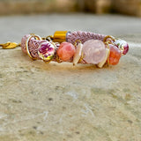 Pink floral Braided Bracelet